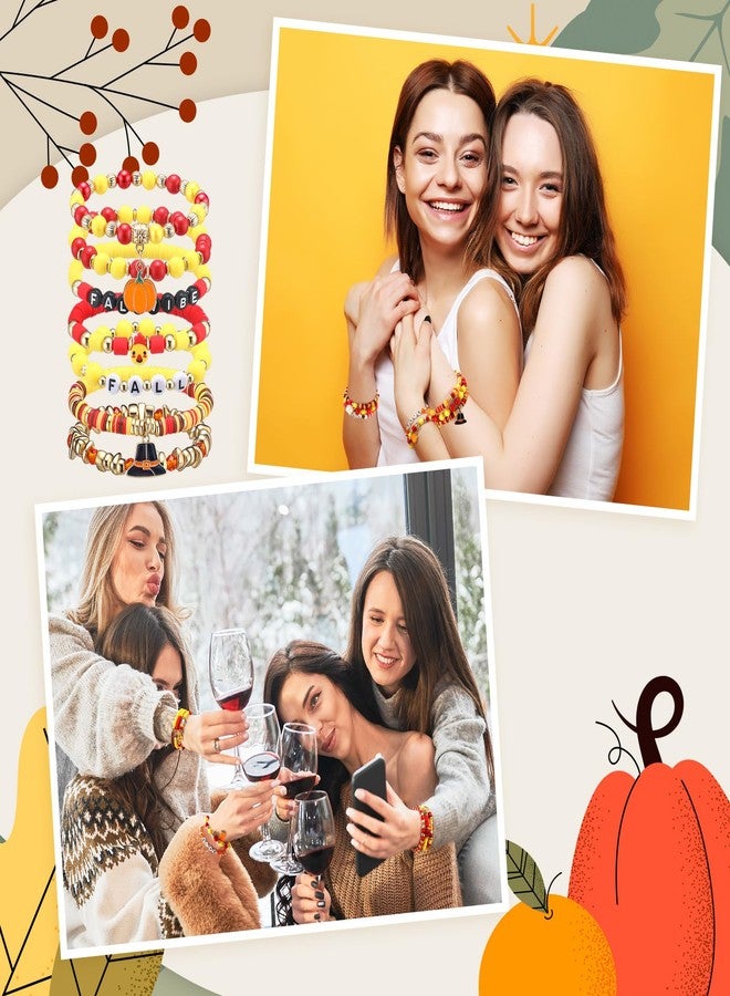 Equsion 100 Pcs Preppy Friendship Bracelets for Women Heishi Surfer Clay Stackable Bead Valentine Boho Y2k Bracelets Gifts(Thanksgiving Day) - Image 4